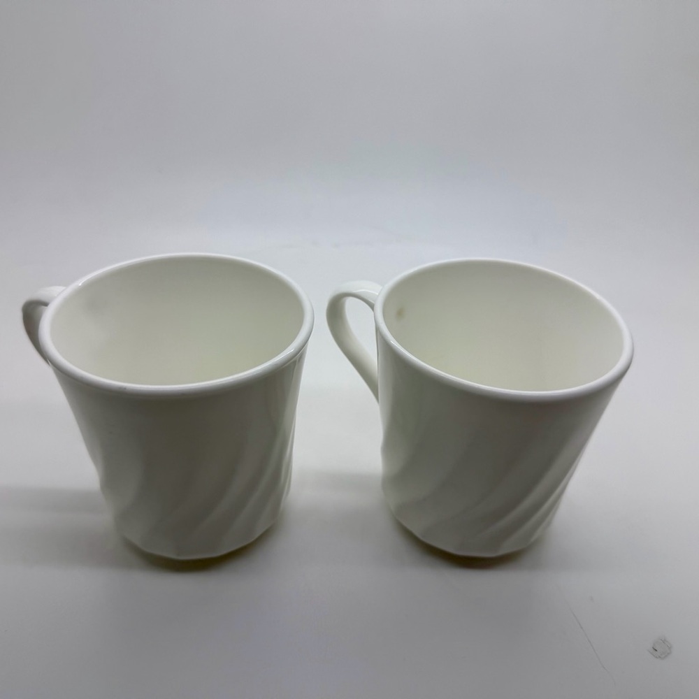 Corelle White Swirl Coffee Cups Mugs Set of 2 Corning USA